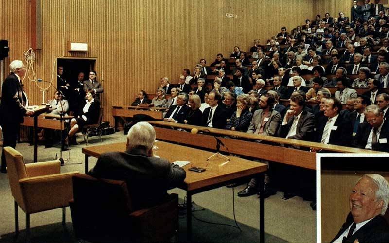 Edward Heath speaking at Vital Topics in 1988