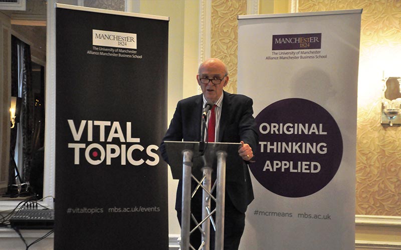 Vince Cable speaking at Vital Topics in 2018