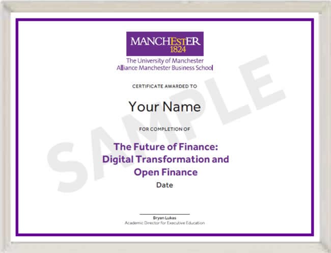 The Future of Finance certificate