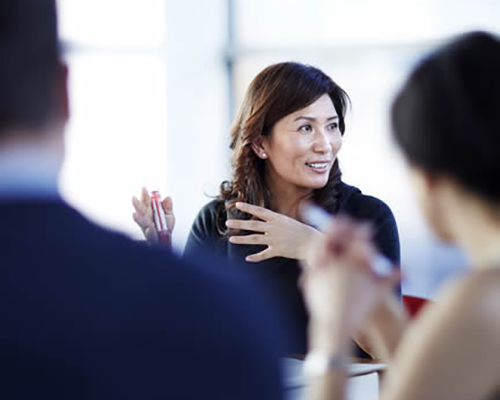 Female in a business meeting
