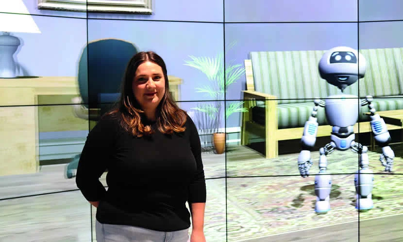 Laura Pemberton using the Data Visualisation Observatory at AMBS