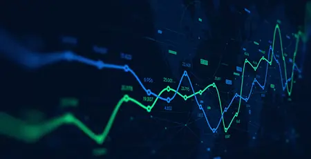 Accounting financial schedule and digital analytics data visualization.