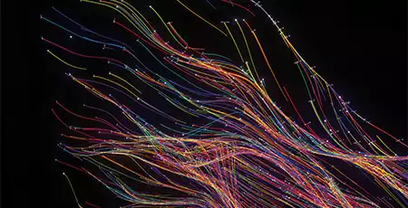 A lot of fibre optic cables on a black background