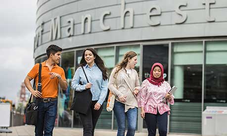 Master's students outside University Place