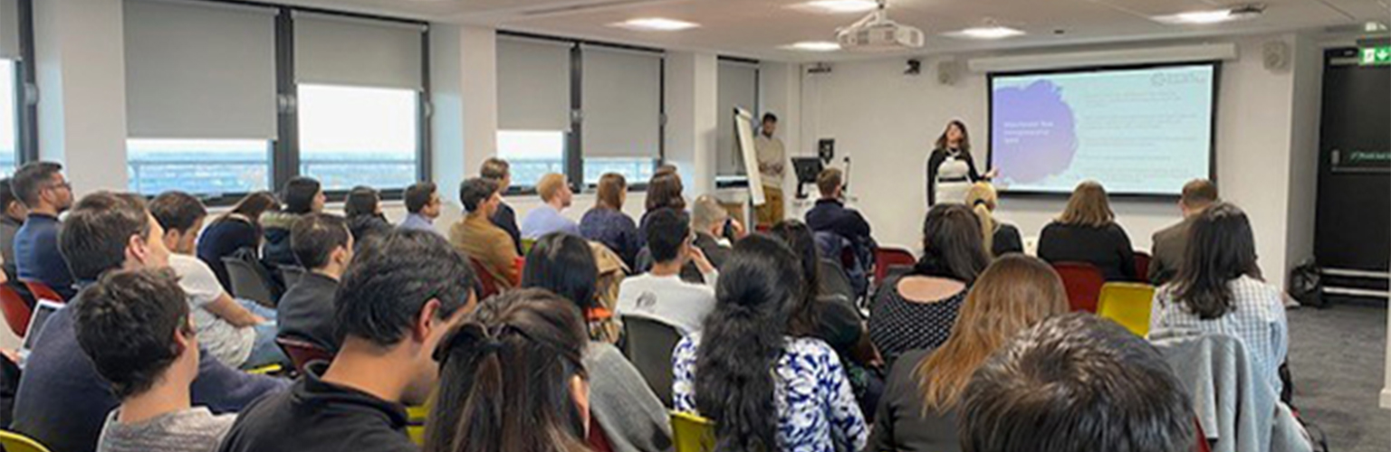 Students attending a talk at the Born and Raised event