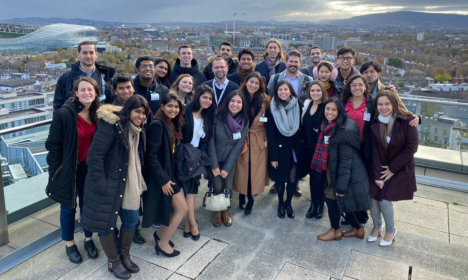 A group of Manchester  MBA students on a rooftop