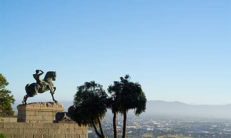 A statue of Cecil Rhodes in South Africa