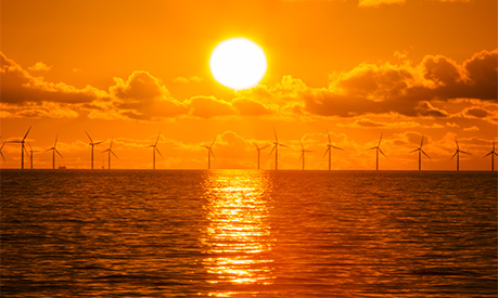 Sunset over windfarm