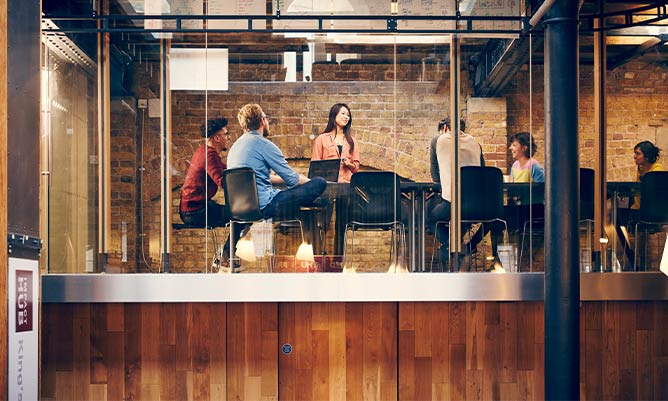 an office full of creative professionals