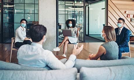 office group wearing masks