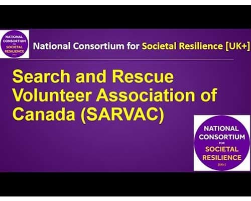 A thumbnail of the event from the NCSR about the Search and Rescue Volunteer Association of Canada