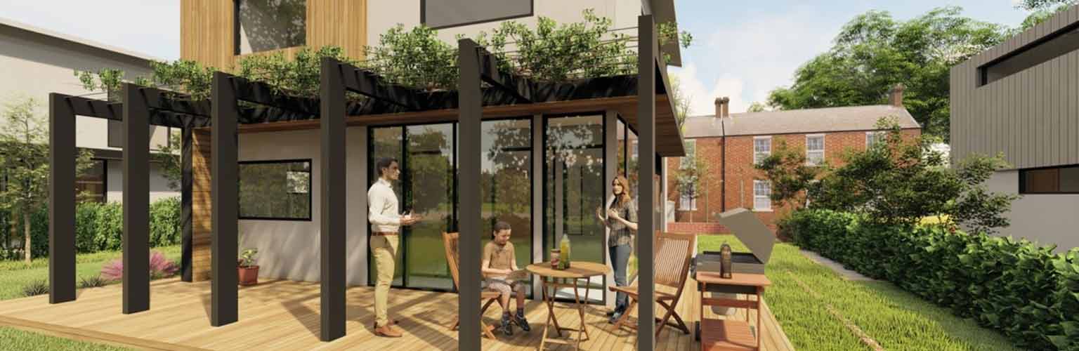 CGI of modular sustainable house