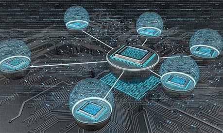 An abstract image of databases connecting with each other