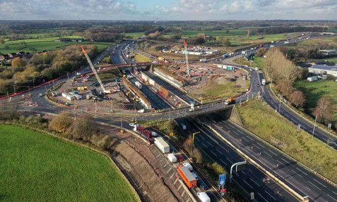 The construction of the upgrade of Knutsford junction on the M6 motorway