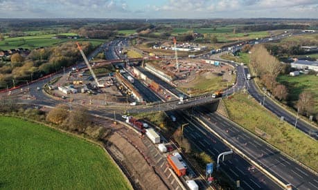 The construction of the upgrade of Knutsford junction on the M6 motorway