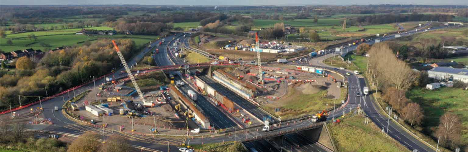 The construction of the upgrade of Knutsford junction on the M6 motorway