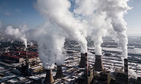 A coal powered power station from above