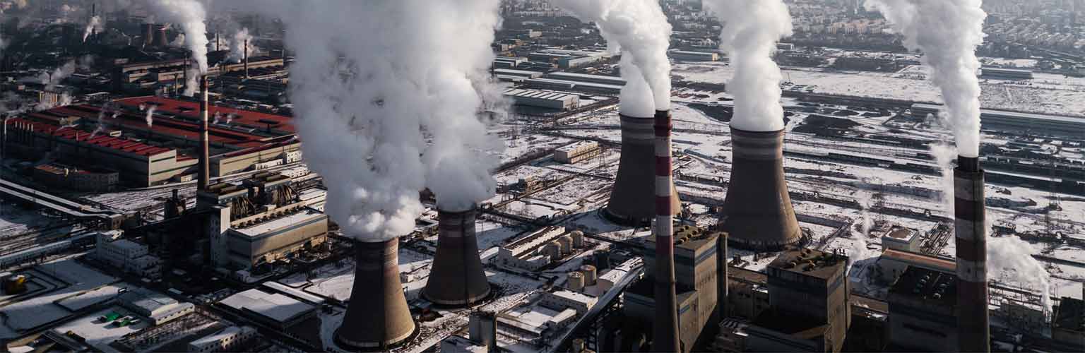 A coal powered power station from above