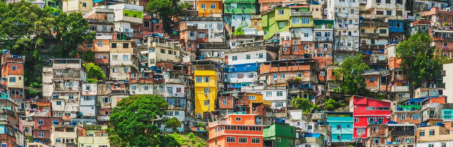 favella in brazil with different coloured houses