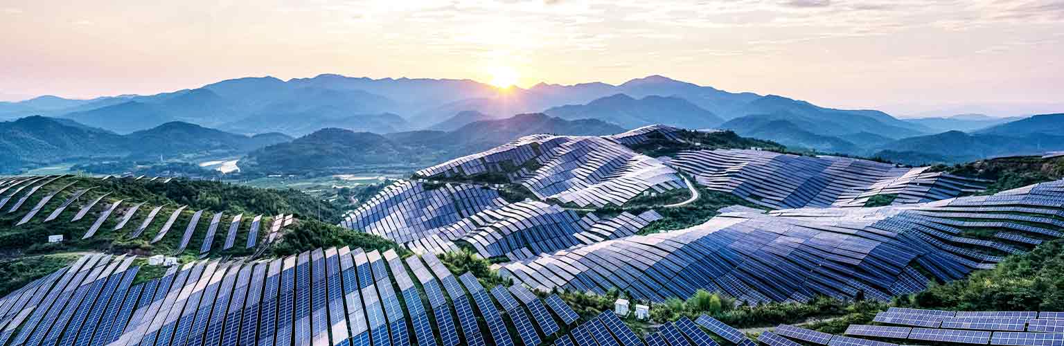 Solar panels on a mountain