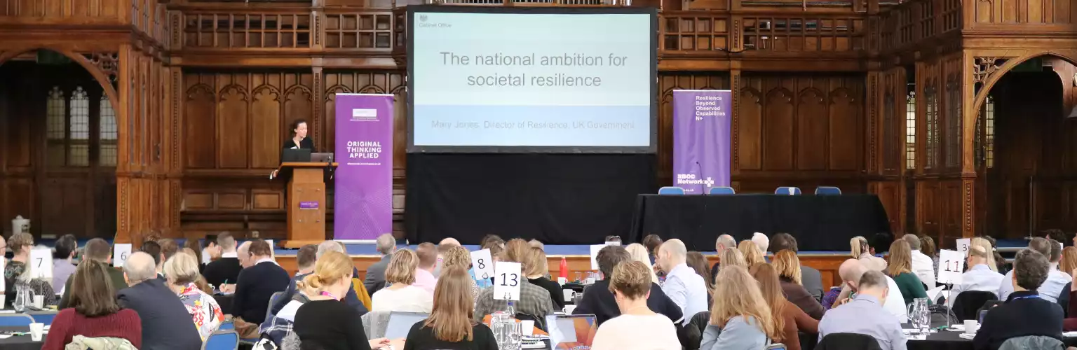 A picture of the National Conference for Societal Resilience, held at Whitworth Hall