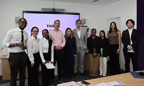 ITMB students with representatives from the University of Manchester and Fujitsu.