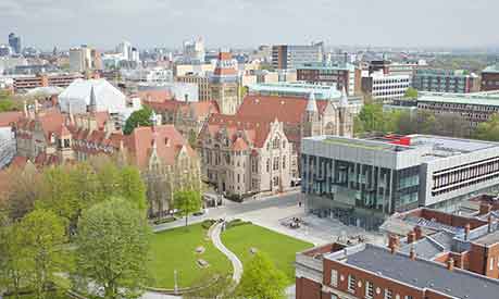 University campus and Manchester skyline