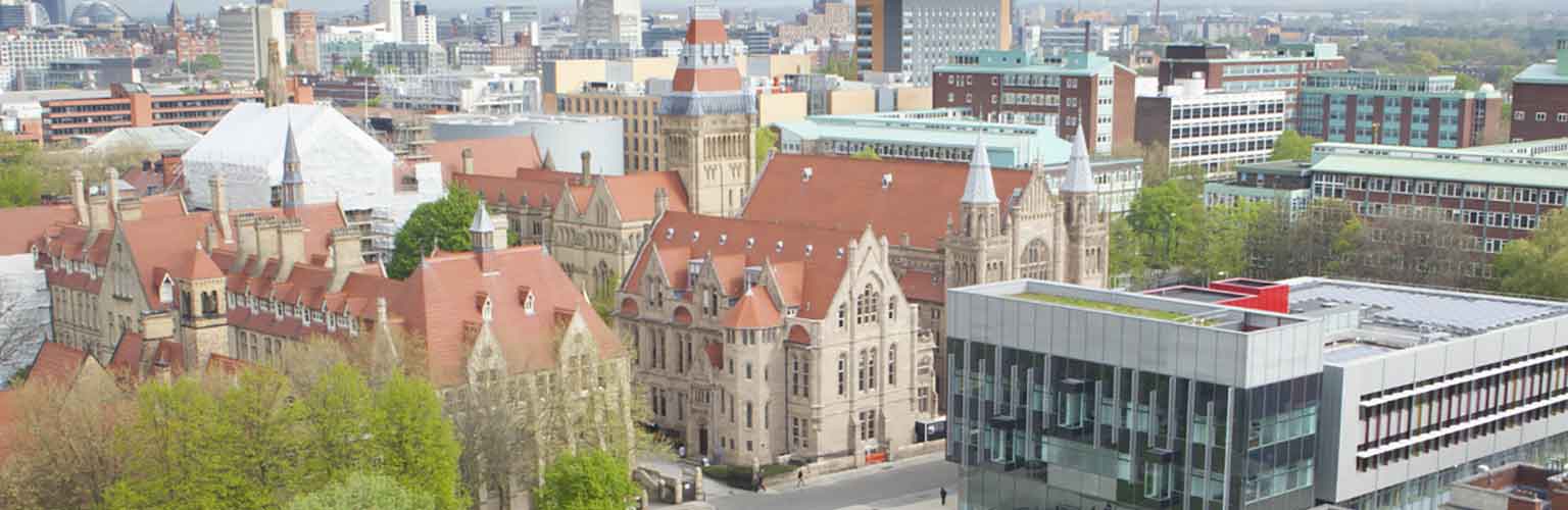 University campus and Manchester skyline