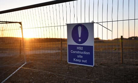 High speed rail construction sign in Buckinghamshire