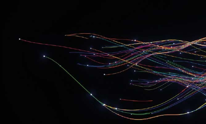 Different colour lines on a black background