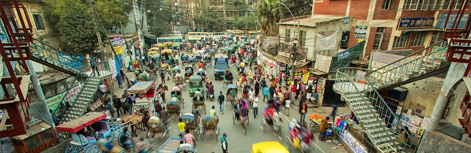 A busy street in Bangladesh
