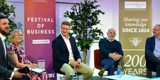 Panel of speakers at the Alliance Manchester Business School Festival of Business event.