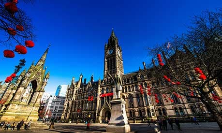 Manchester Town Hall with Chinese lanterns