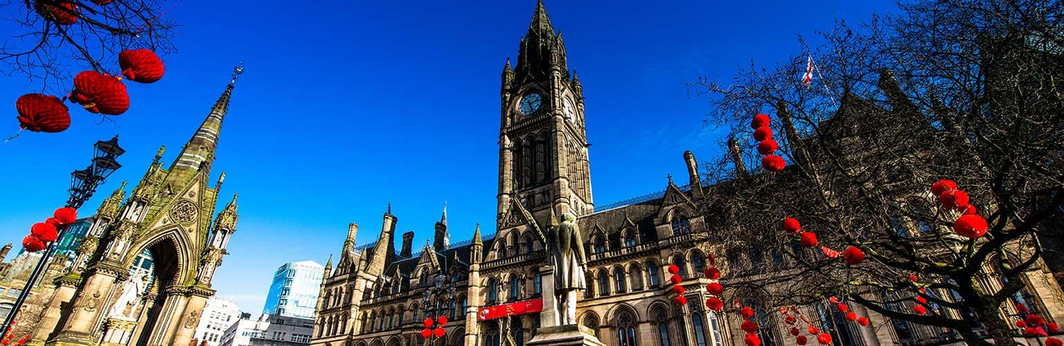 Manchester Town Hall with Chinese lanterns