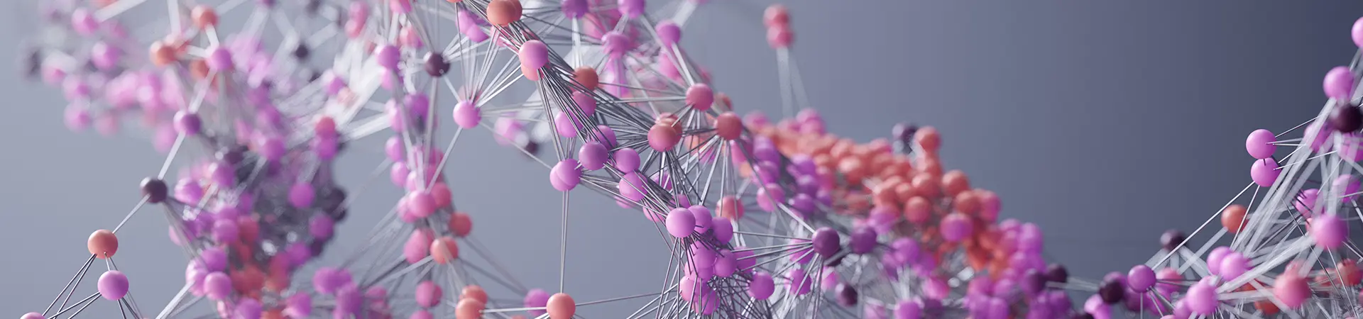 Curving chain of linked spheres representing a dynamic data stream.