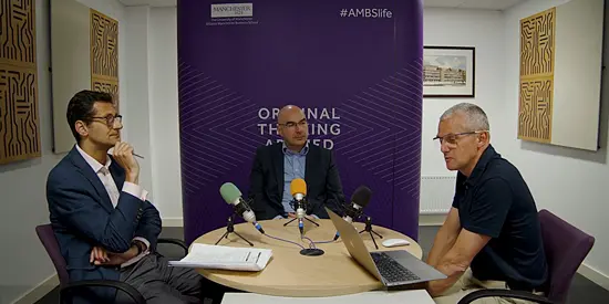 Image of a podcast discussion on what true sustainability means and how companies can build effective ESG strategies, featuring Sacha Sadan and Professor Konstantinos Stathopoulos.