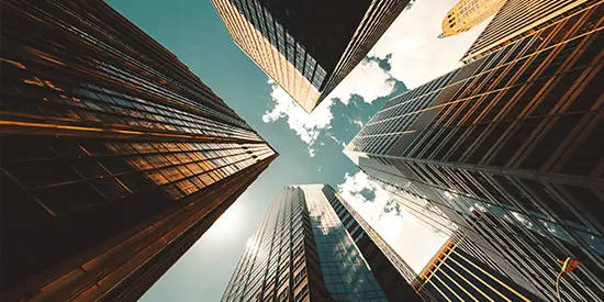 Low angle view of the skyscrapers