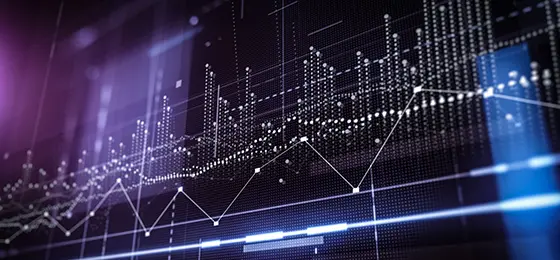Digital image on a screen representing finance and statistics.