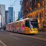 A tram in Manchester's city centre