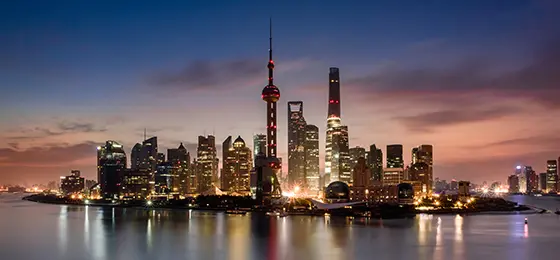Shanghai skyline at night.