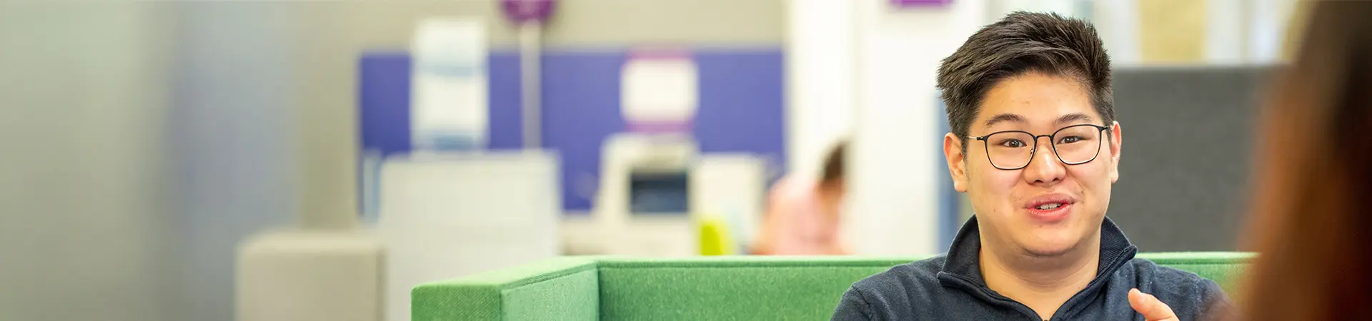 A male student talking.